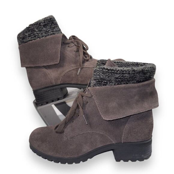 Lucky Brand Shoes - Lucky Brand Heylie Suede Combat Boots Brown / Grey Women's 6.5M
